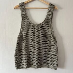 Vintage Tony Lambert Womens Open Knit Crochet Silk Blend‎ Tank Top Size Large